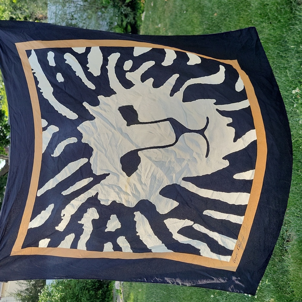 VINTAGE Anne Klein Lion Logo Scarf